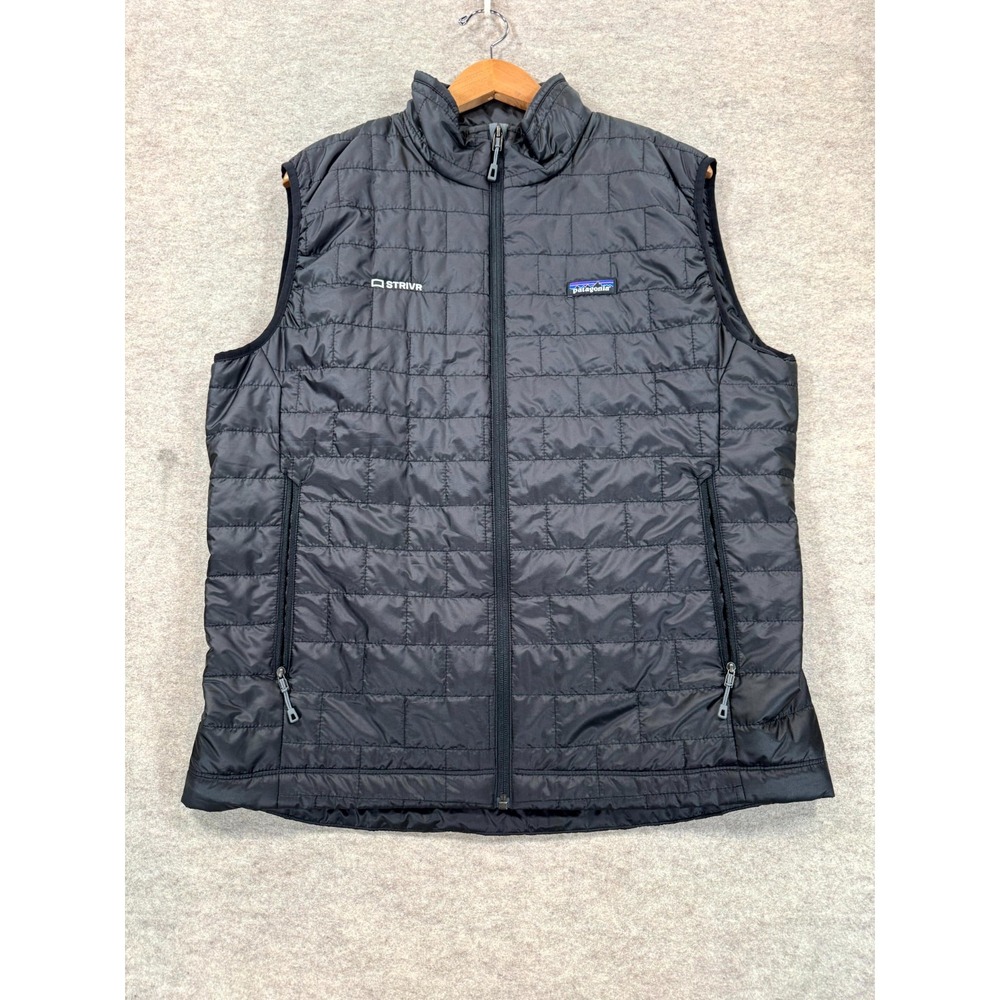 Patagonia Nano Puff Vest Mens Large Black Brick Quilted Pockets Winter Full Zip